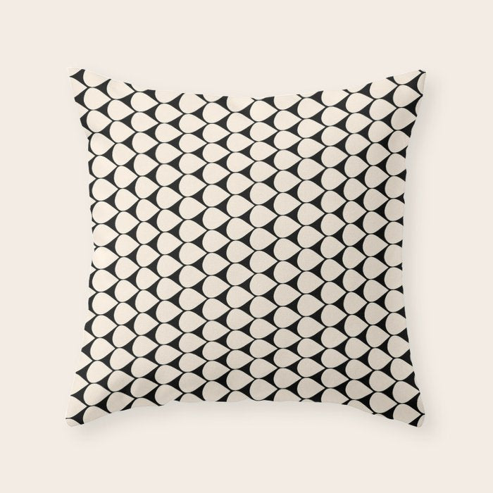 Mod Scales Pattern in Almond Cream and Black Throw Pillow Gallery Image 6