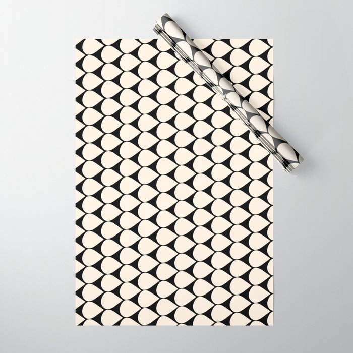 Mod Scales Pattern in Almond Cream and Black Wrapping Paper Gallery Image 1