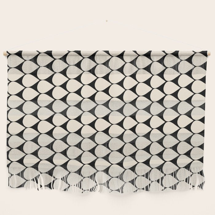 Mod Scales Pattern in Almond Cream and Black Wall Hanging Gallery Image 1