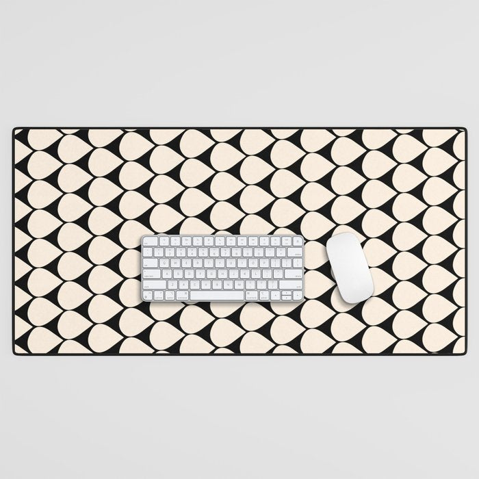 Mod Scales Pattern in Almond Cream and Black Desk Mat Gallery Image 1