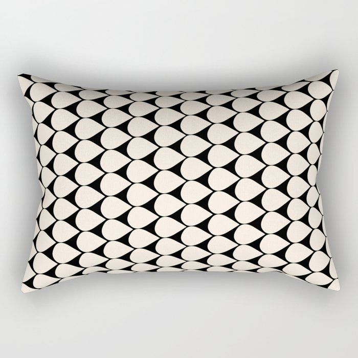 Mod Scales Pattern in Almond Cream and Black Rectangular Pillow Gallery Image 2