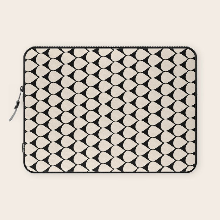 Mod Scales Pattern in Almond Cream and Black Laptop Sleeve Gallery Image 1