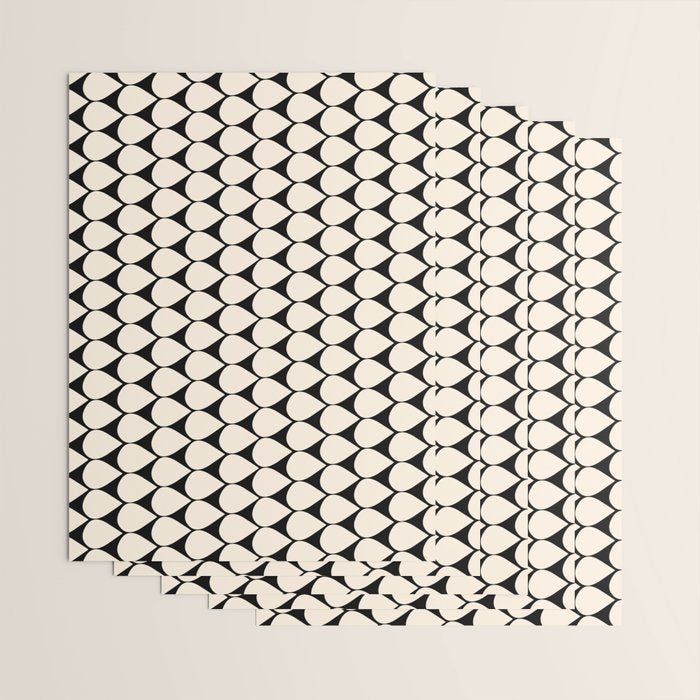 Mod Scales Pattern in Almond Cream and Black Wrapping Paper Gallery Image 3