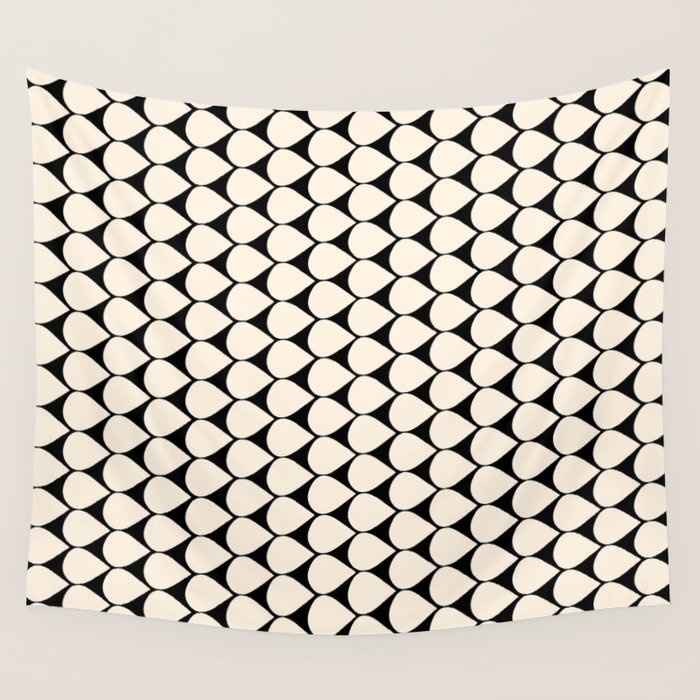 Mod Scales Pattern in Almond Cream and Black Wall Tapestry Gallery Image 4
