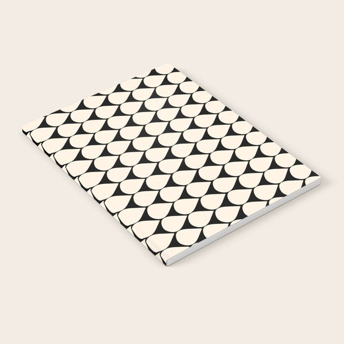 Mod Scales Pattern in Almond Cream and Black Notebook Gallery Image 1