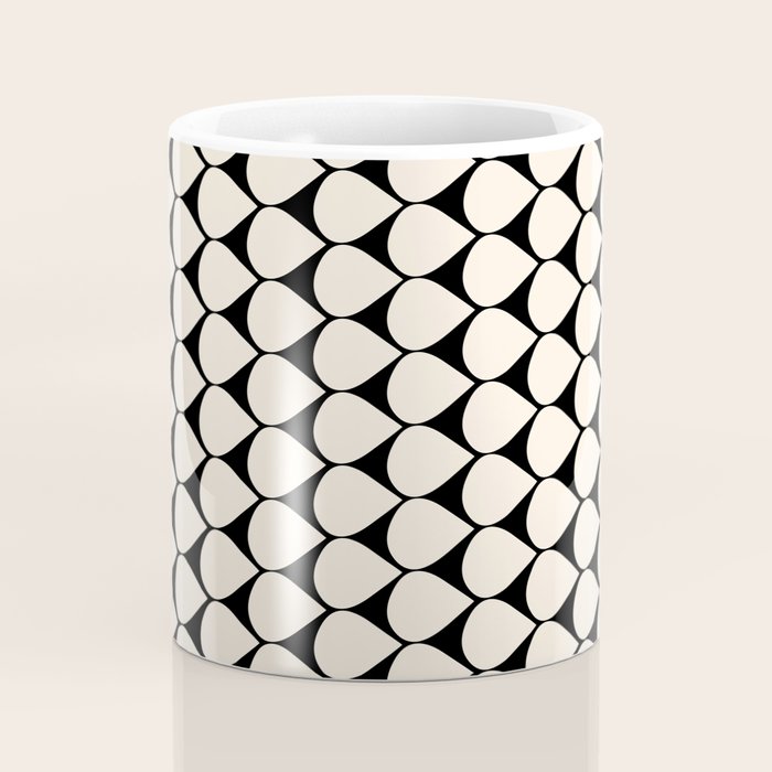 Mod Scales Pattern in Almond Cream and Black Coffee Mug Gallery Image 4