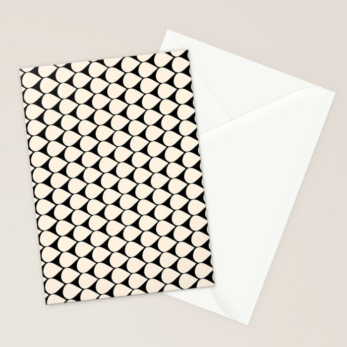 Mod Scales Pattern in Almond Cream and Black Stationery Card Gallery Image 2