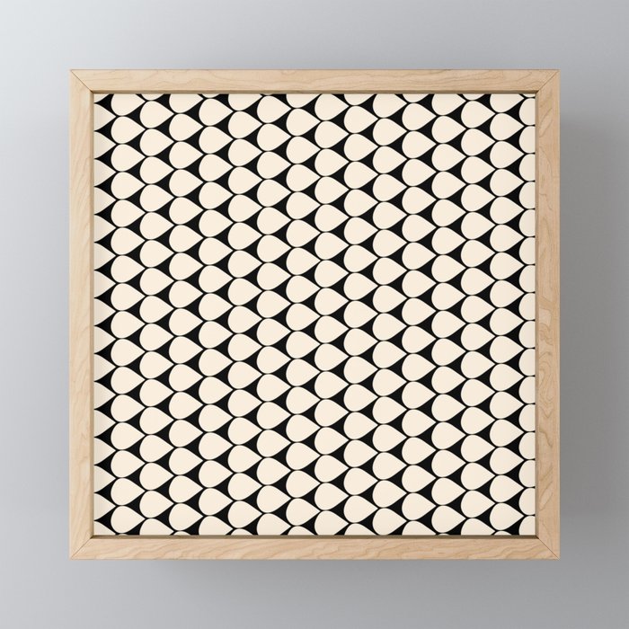 Mod Scales Pattern in Almond Cream and Black Mini Art Print Gallery Image 1