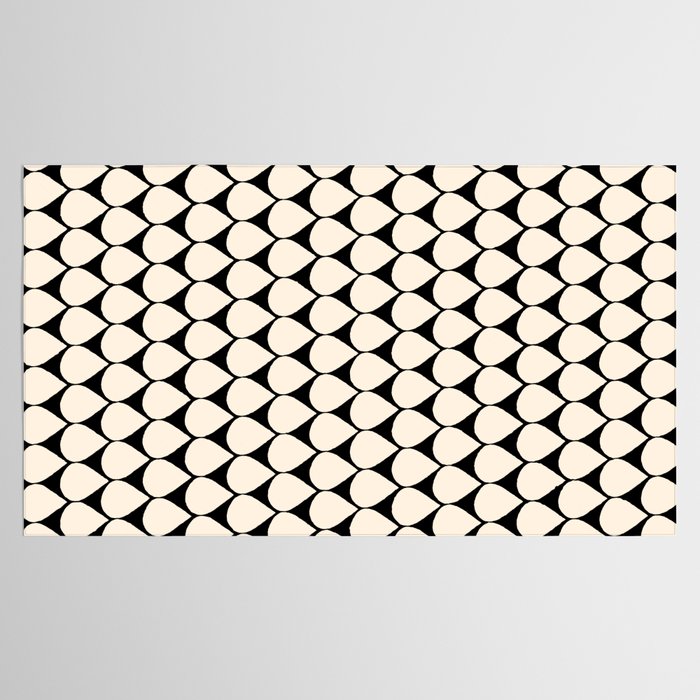 Mod Scales Pattern in Almond Cream and Black Tablecloth Gallery Image 2