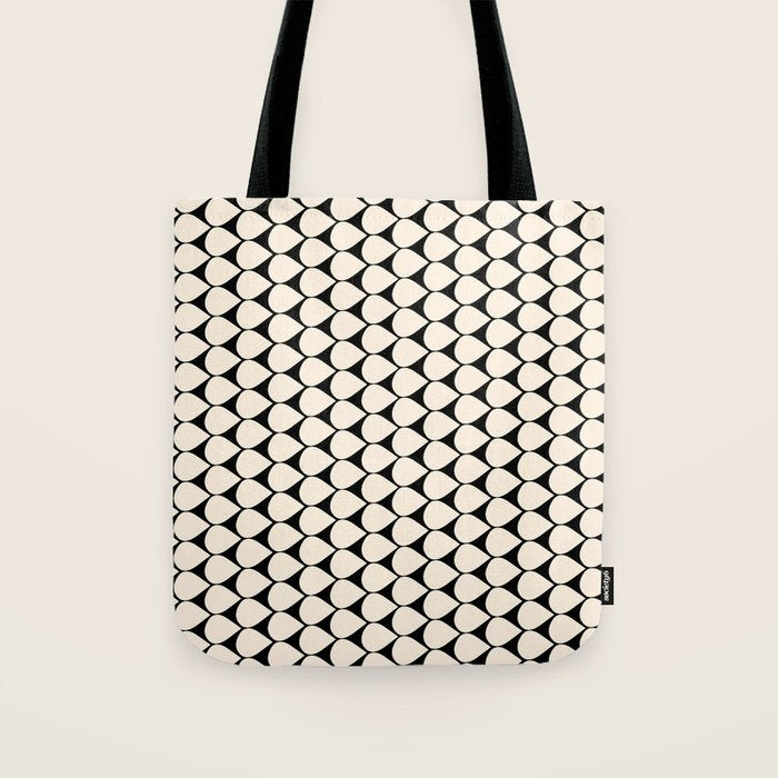 Mod Scales Pattern in Almond Cream and Black Tote Bag Gallery Image 1