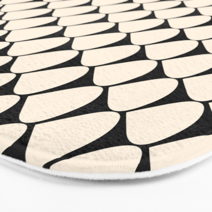 Mod Scales Pattern in Almond Cream and Black Bath Mat Gallery Image 3