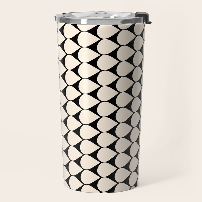 Mod Scales Pattern in Almond Cream and Black Travel Mug Gallery Image 2