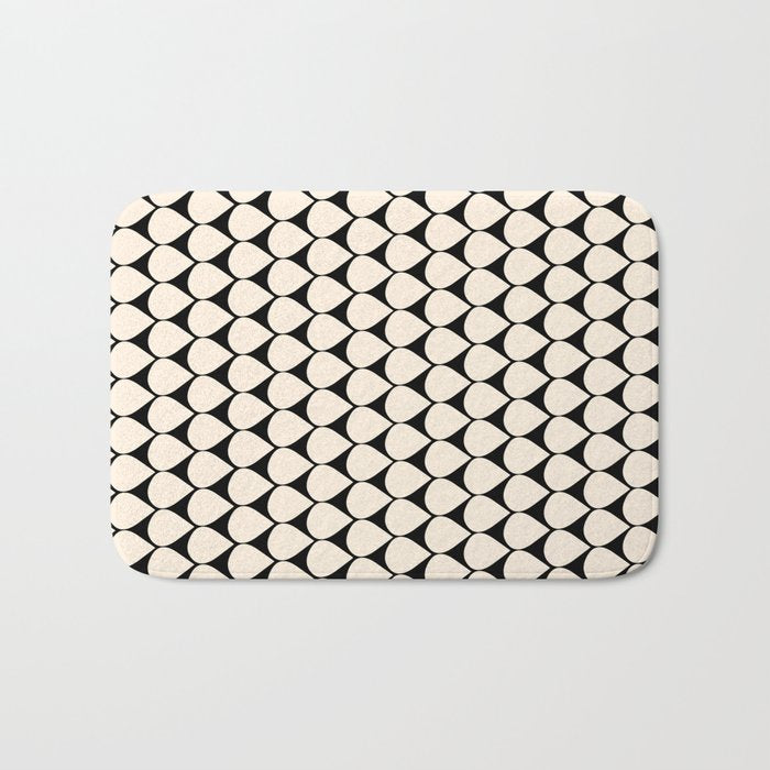 Mod Scales Pattern in Almond Cream and Black Bath Mat Gallery Image 1