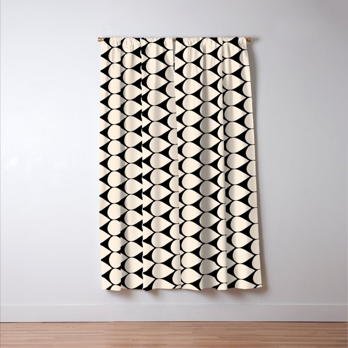 Mod Scales Pattern in Almond Cream and Black Window Curtain Gallery Image 3
