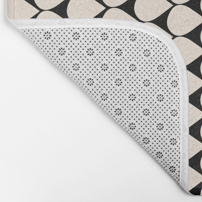 Mod Scales Pattern in Almond Cream and Black Bath Mat Gallery Image 2