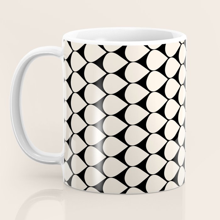 Mod Scales Pattern in Almond Cream and Black Coffee Mug Gallery Image 3
