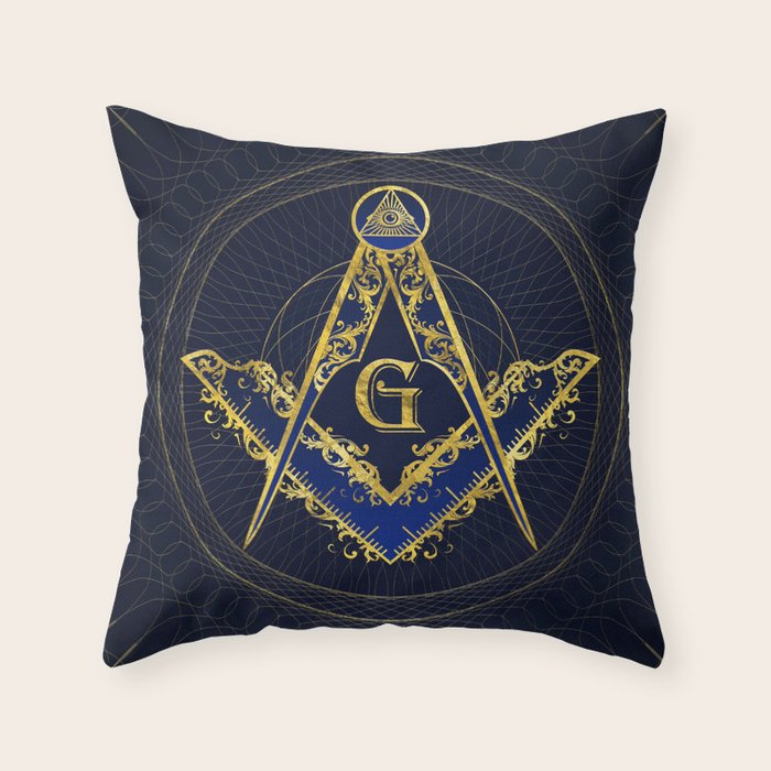Freemasonry symbol Square and Compasses Throw Pillow Gallery Image 6
