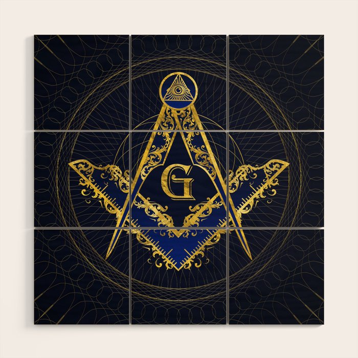 Freemasonry symbol Square and Compasses Wood Wall Art Gallery Image 1