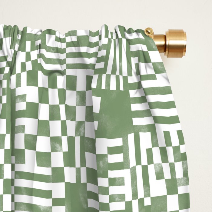 Green Op Art Vibes Window Curtain Gallery Image 2