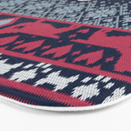 Fair Isle Knitting Doxie Love // navy blue background white and red dachshunds dogs bones paws and hearts Bath Mat Gallery Image 3