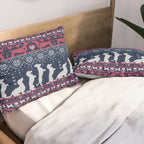Fair Isle Knitting Doxie Love // navy blue background white and red dachshunds dogs bones paws and hearts Pillow Sham Gallery Image 2