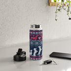 Fair Isle Knitting Doxie Love // navy blue background white and red dachshunds dogs bones paws and hearts Water Bottle Gallery Image 4