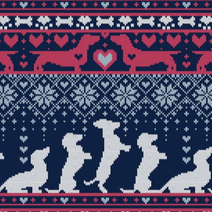 Fair Isle Knitting Doxie Love // navy blue background white and red dachshunds dogs bones paws and hearts Coffee Mug Gallery Image 2