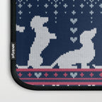 Fair Isle Knitting Doxie Love // navy blue background white and red dachshunds dogs bones paws and hearts Laptop Sleeve Gallery Image 3
