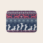 Fair Isle Knitting Doxie Love // navy blue background white and red dachshunds dogs bones paws and hearts Bath Mat Gallery Image 1
