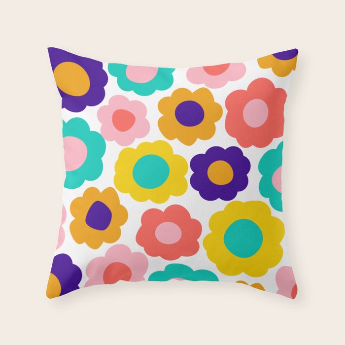Flowers Pop Throw Pillow Gallery Image 1