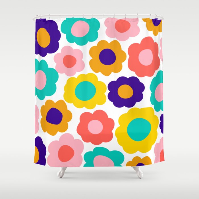 Flowers Pop Shower Curtain Gallery Image 1