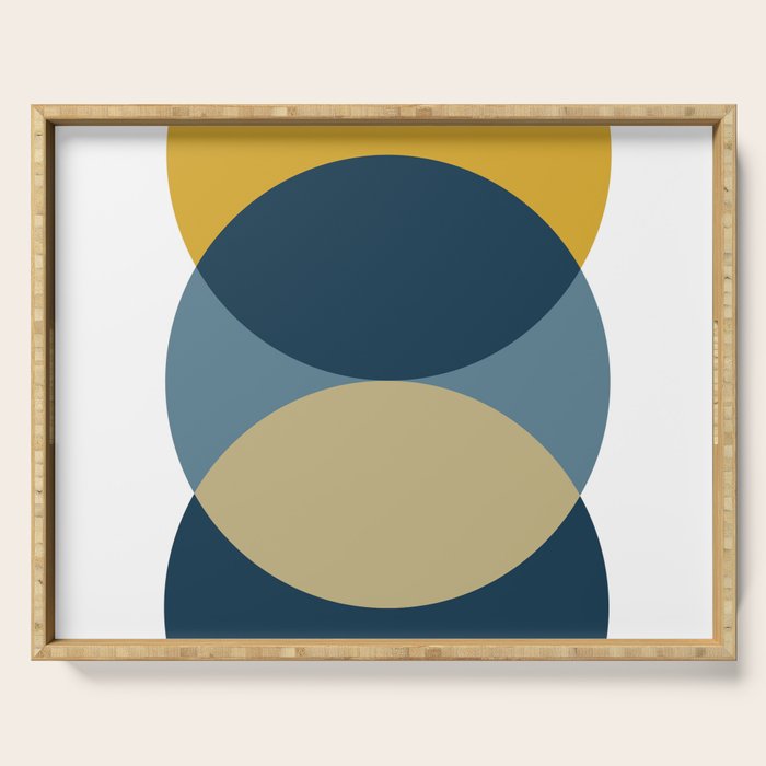 Rise of the Sun - Yellow, Blue, Geometric Art Serving Tray Gallery Image 1