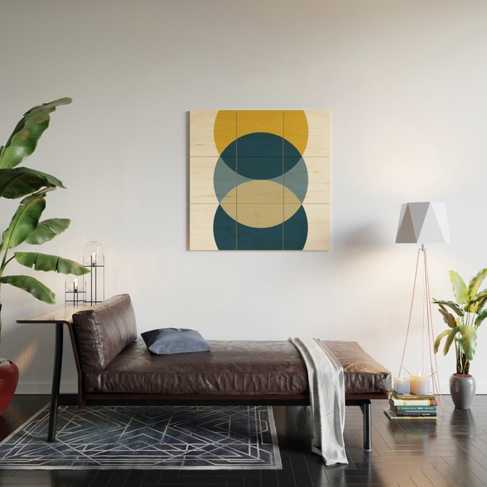 Rise of the Sun - Yellow, Blue, Geometric Art Wood Wall Art Gallery Image 2