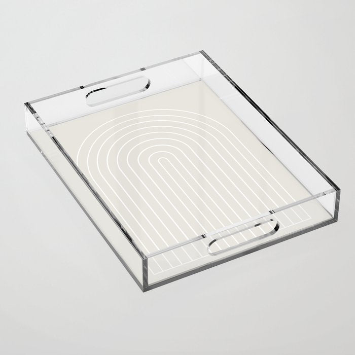 Minimal Arch II Natural Off White Modern Geometric Lines Acrylic Tray Gallery Image 1