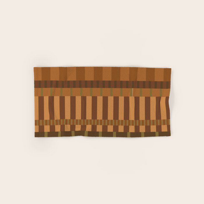 Midcentury Modern Blocks of Stripes neutral browns pattern Bath Towel Gallery Image 1