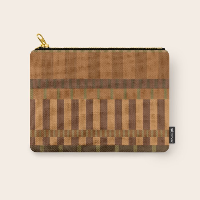 Midcentury Modern Blocks of Stripes neutral browns pattern Carry All Pouch Gallery Image 1