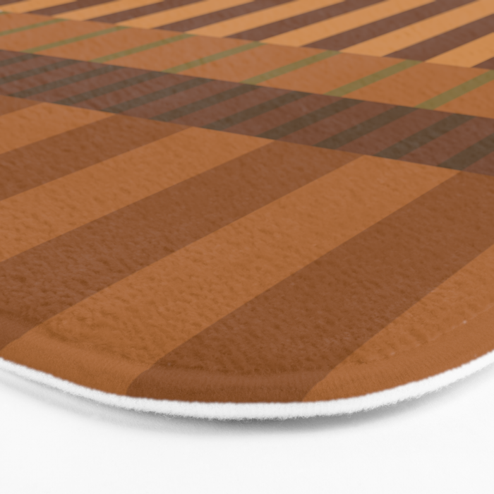 Midcentury Modern Blocks of Stripes neutral browns pattern Bath Mat Gallery Image 3