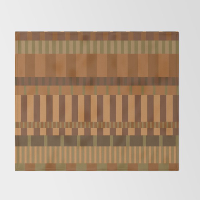 Midcentury Modern Blocks of Stripes neutral browns pattern Throw Blanket Gallery Image 2