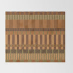 Midcentury Modern Blocks of Stripes neutral browns pattern Throw Blanket Gallery Image 2