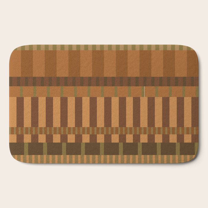 Midcentury Modern Blocks of Stripes neutral browns pattern Bath Mat Gallery Image 2