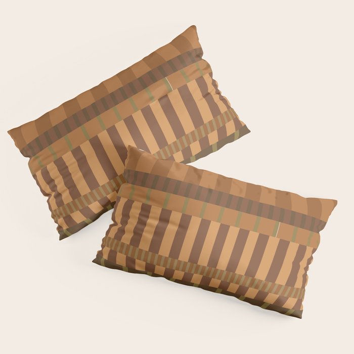 Midcentury Modern Blocks of Stripes neutral browns pattern Pillow Sham Gallery Image 2