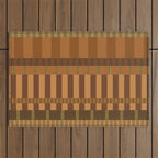 Midcentury Modern Blocks of Stripes neutral browns pattern Outdoor Rug Gallery Image 1