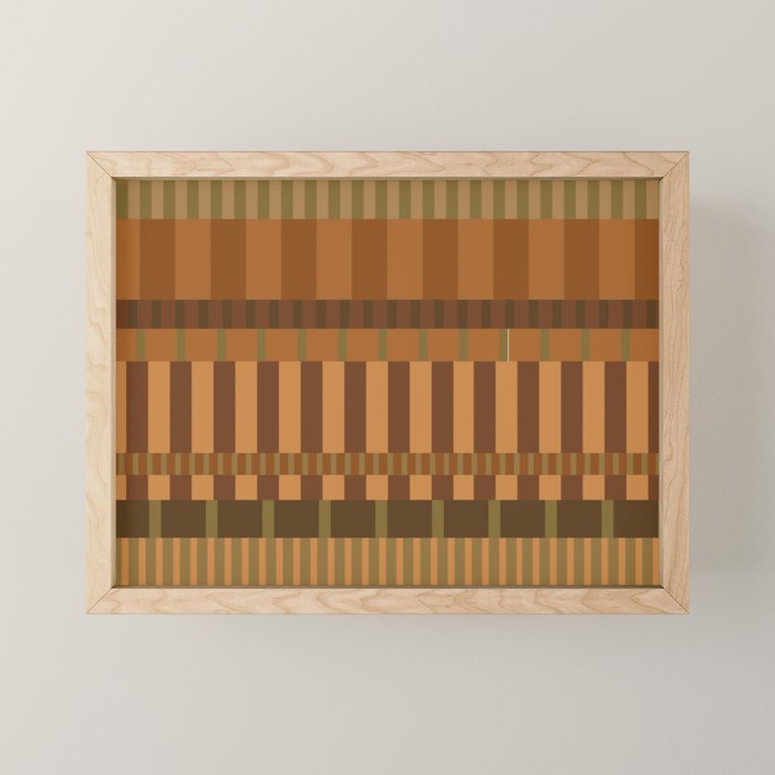 Midcentury Modern Blocks of Stripes neutral browns pattern Mini Art Print Gallery Image 1