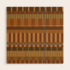 Midcentury Modern Blocks of Stripes neutral browns pattern Wood Wall Art Gallery Image 1