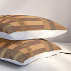 Midcentury Modern Blocks of Stripes neutral browns pattern Pillow Sham Gallery Image 3