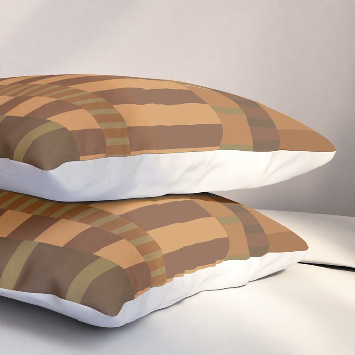 Midcentury Modern Blocks of Stripes neutral browns pattern Pillow Sham Gallery Image 3