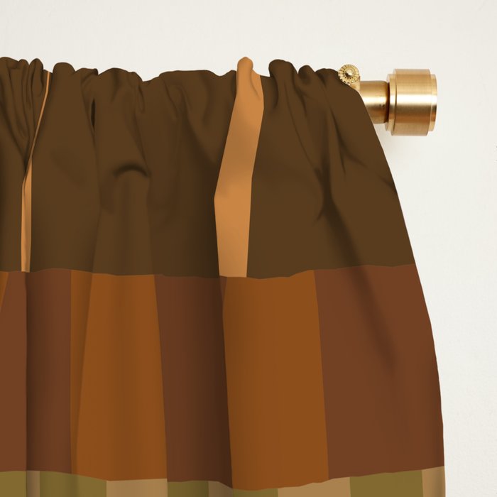 Midcentury Modern Blocks of Stripes neutral browns pattern Window Curtain Gallery Image 2