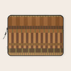 Midcentury Modern Blocks of Stripes neutral browns pattern Laptop Sleeve Gallery Image 1