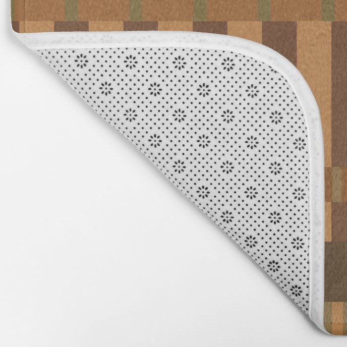 Midcentury Modern Blocks of Stripes neutral browns pattern Bath Mat Gallery Image 2