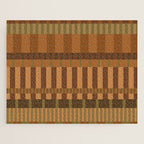 Midcentury Modern Blocks of Stripes neutral browns pattern Jigsaw Puzzle Gallery Image 1